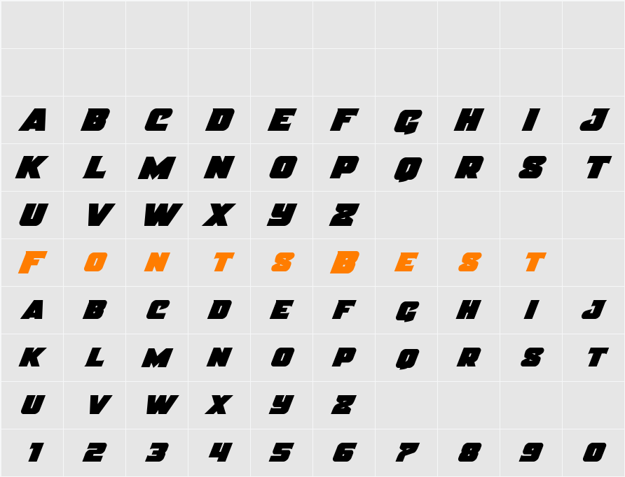 Justice Italic Character Map