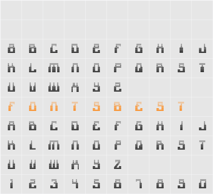 1968 Odyssey Gradient Character Map