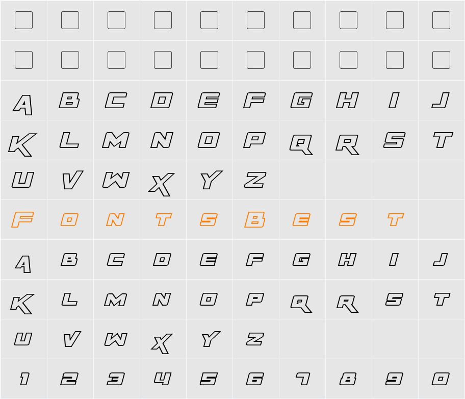 Rapier Zero Outline Character Map