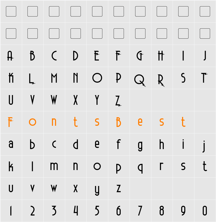 Electrorocket Character Map