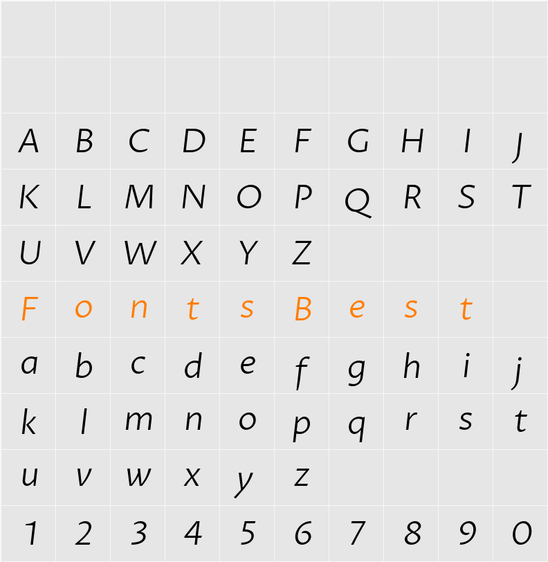 Proza Libre Character Map