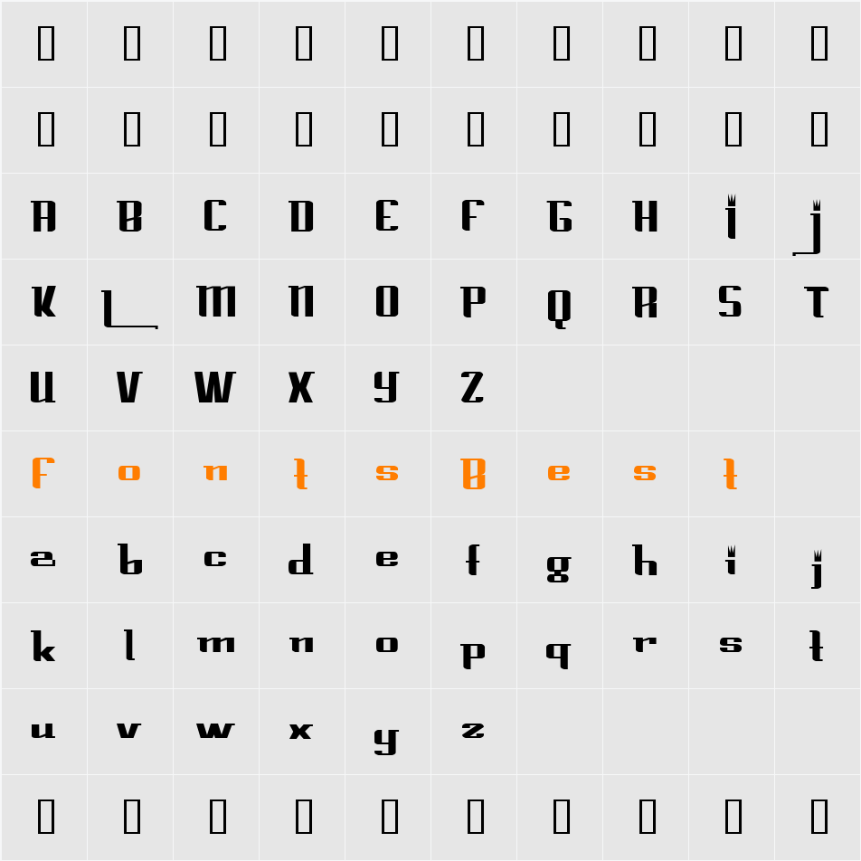 PrinceAlbertCondensed Character Map