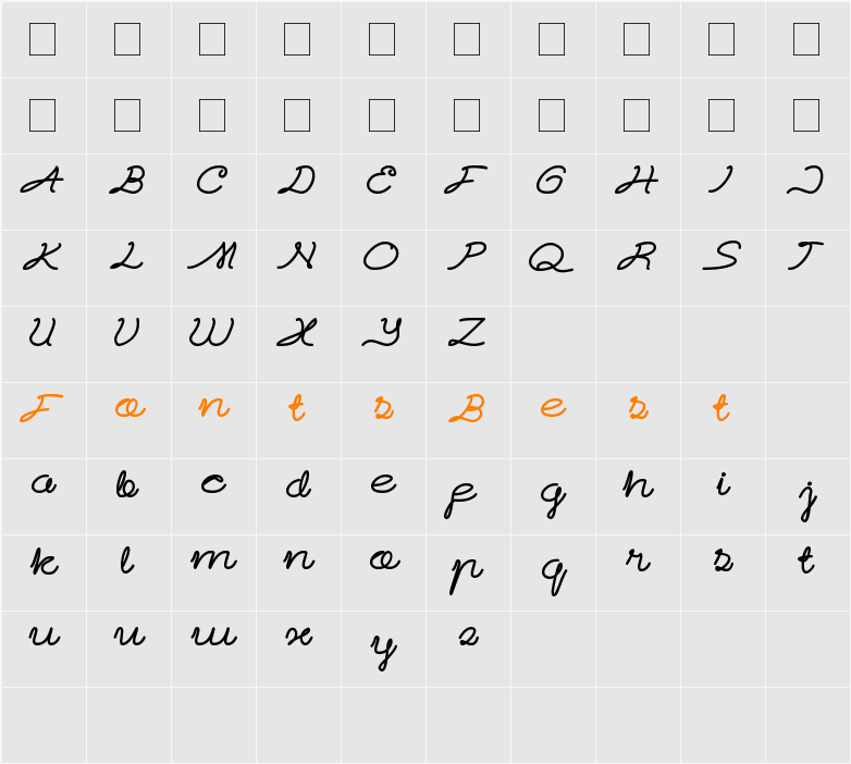 Sky liner Character Map