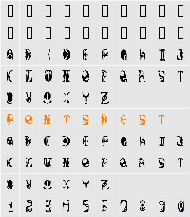 Space Gimboid Distressed Character Map