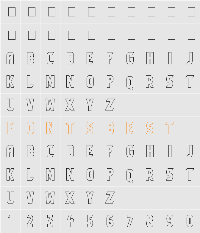 Umbro Outline Character Map