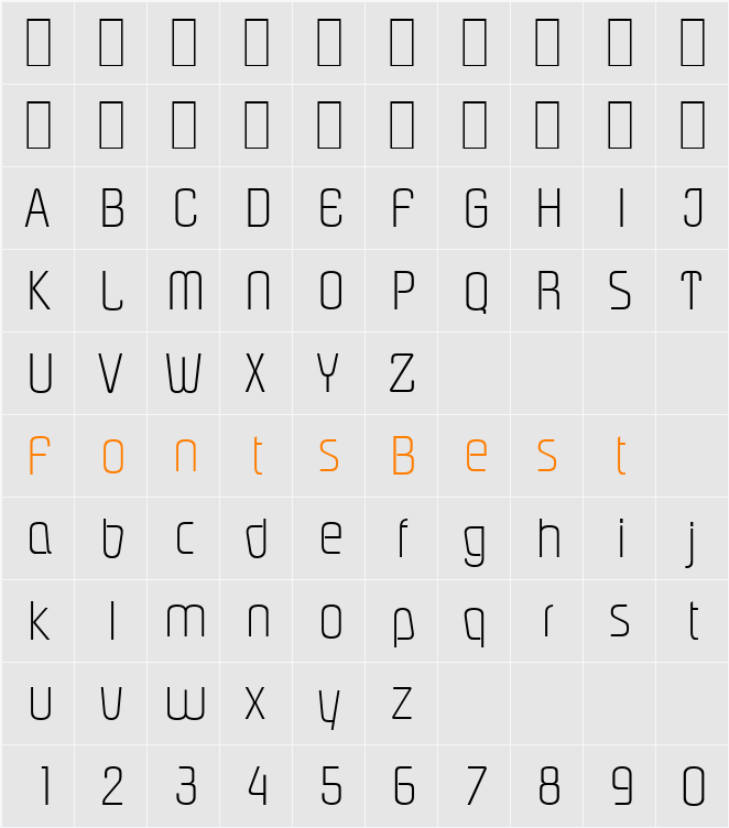 PasadenaSerial-Xlight Character Map