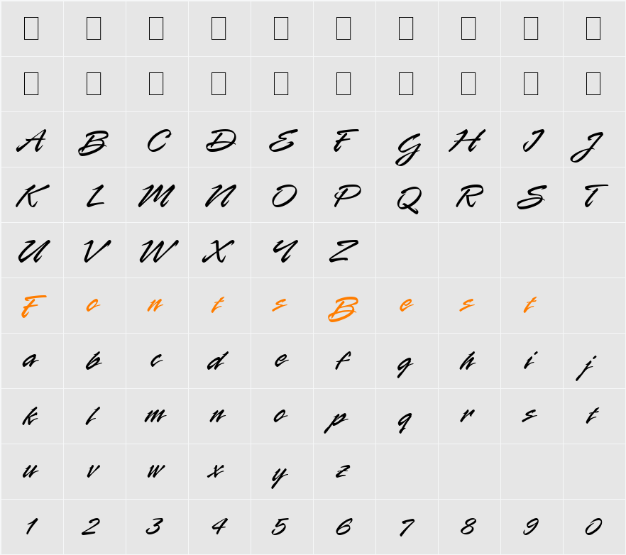 Rapier LET Character Map