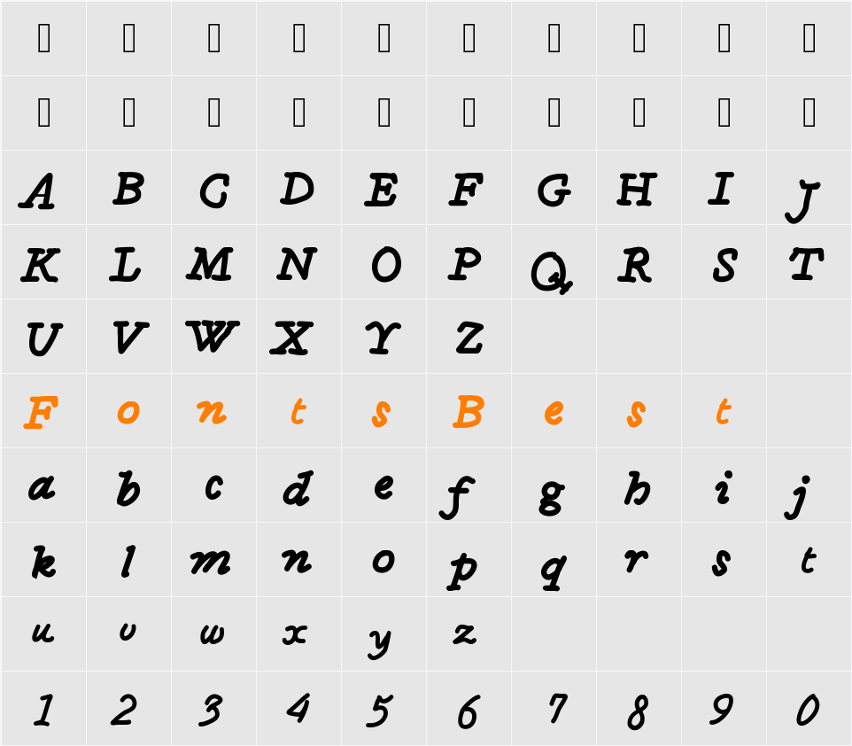 MGfancyfun Character Map
