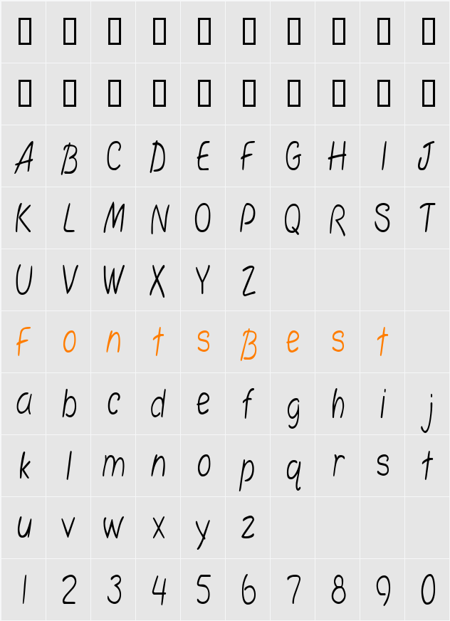 SimplicityCondensed Character Map