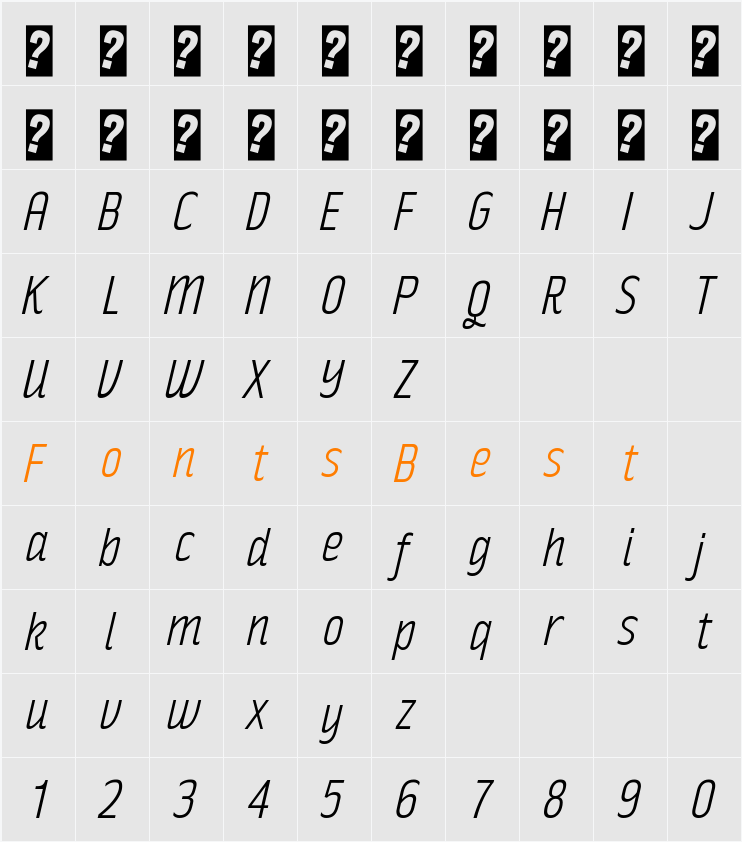Rakesly Lt Character Map