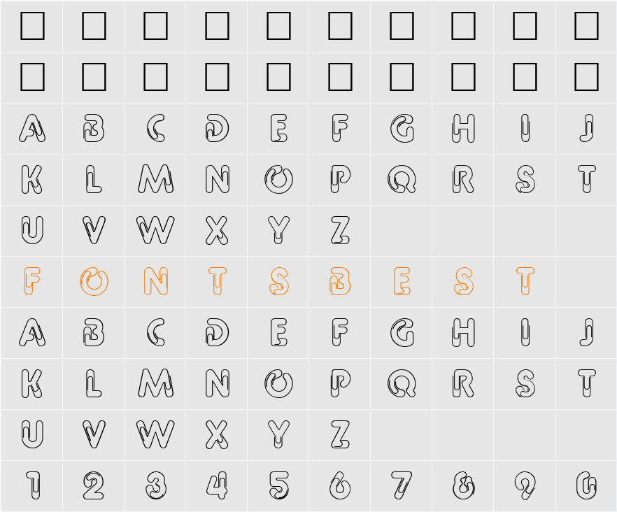 Paper Clips FC Character Map