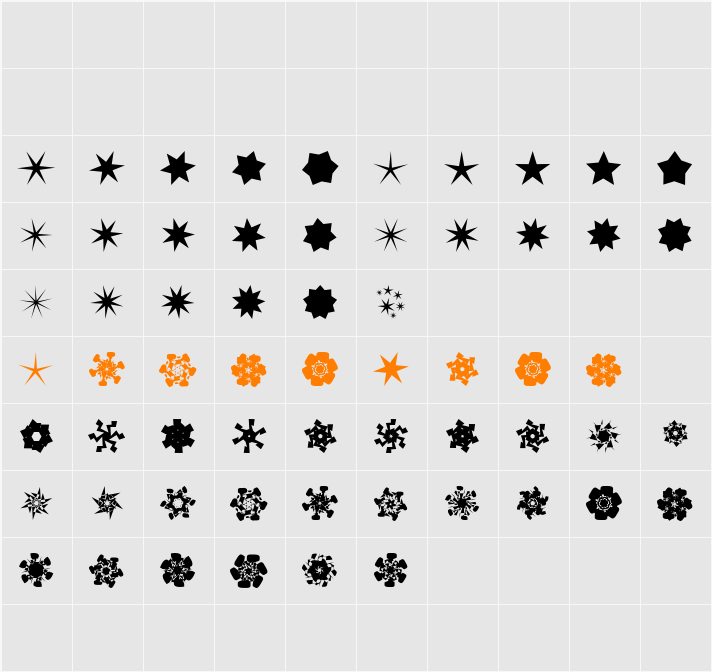 Stars no Stripes Character Map