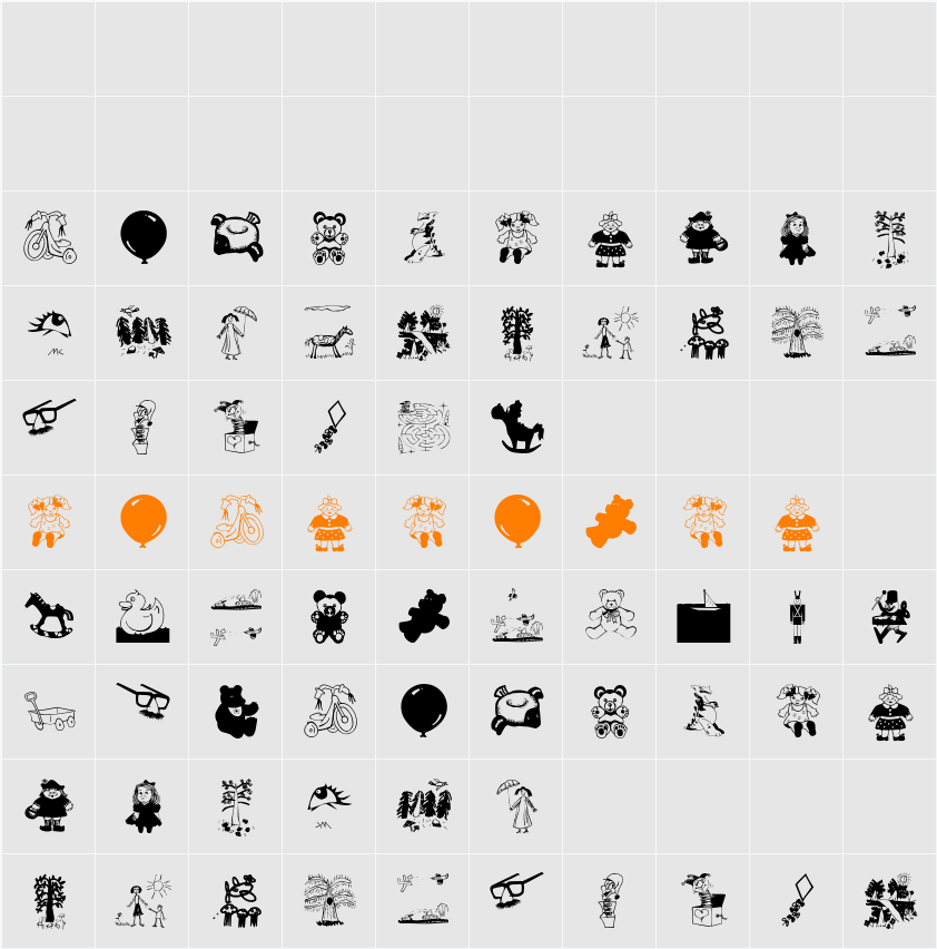 KidsStuff Character Map