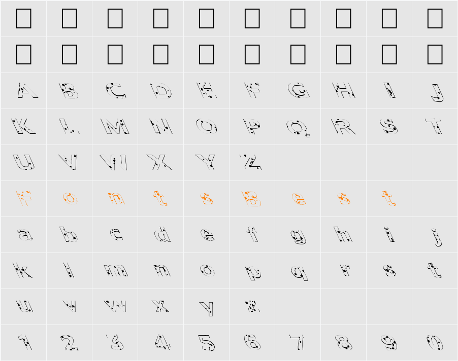 FZ BASIC 55 SPOTTED LEFTY Character Map