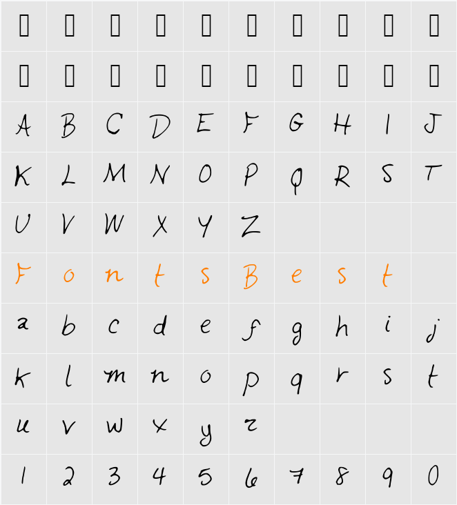 EmberlornaHand Character Map