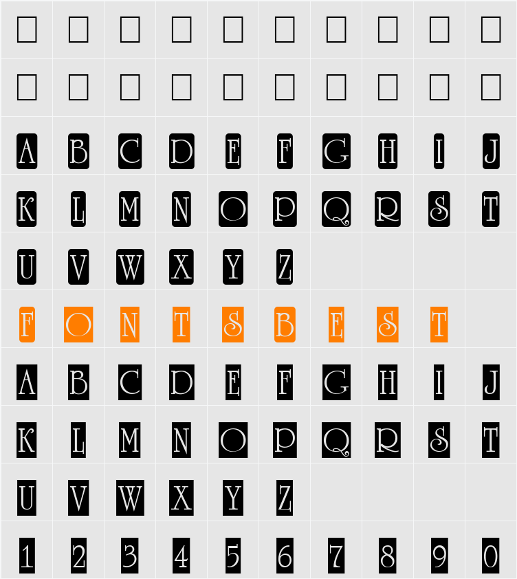 a_RomanusTtlCmD5Cb Character Map