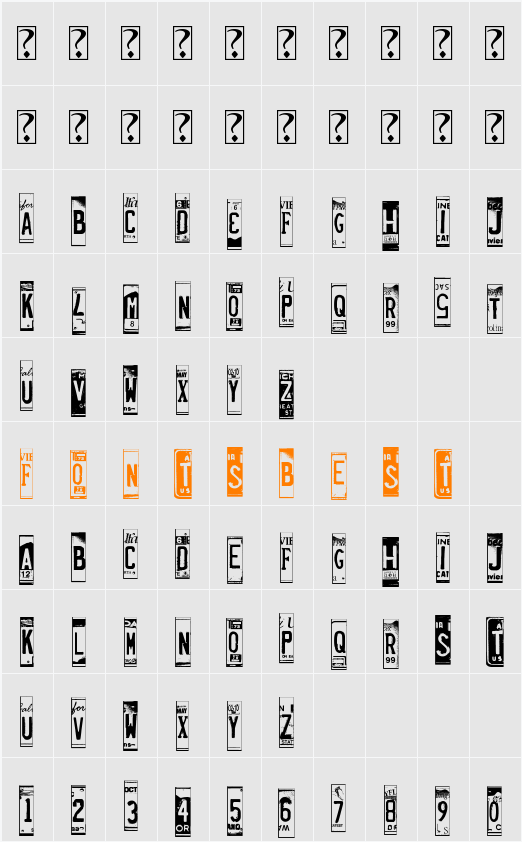 LicensePlates Character Map