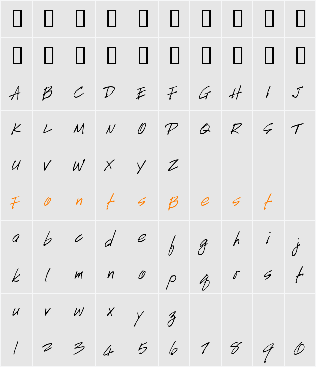 GE HandyScript Character Map
