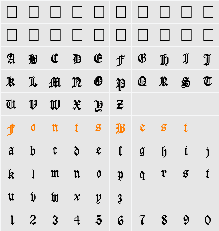 QTLondonScroll Character Map