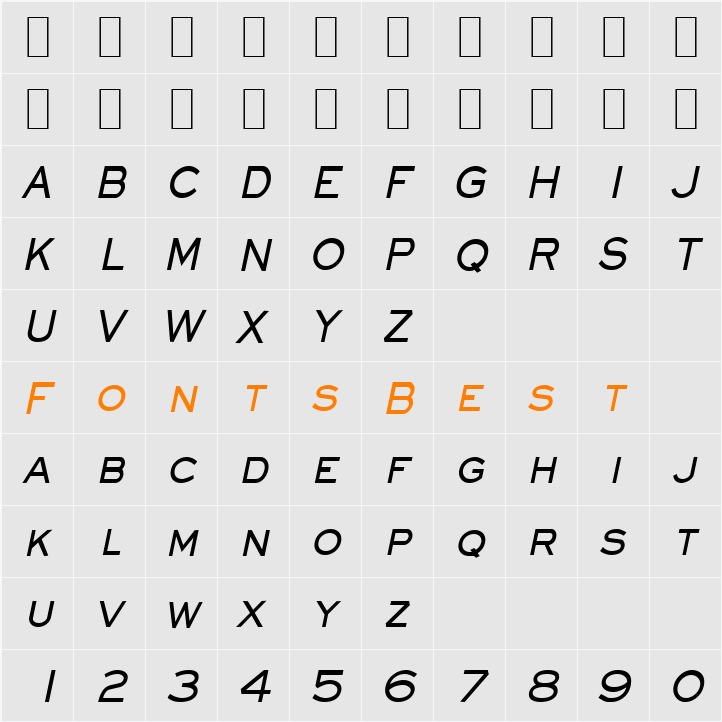 Eyeglass-Condensed Character Map