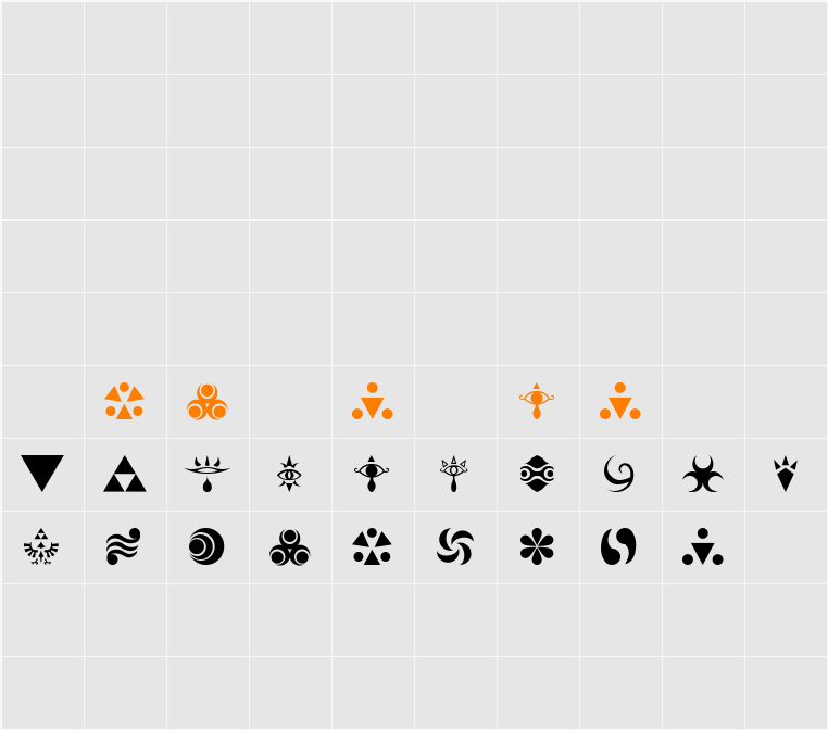 Hylian Symbols Character Map