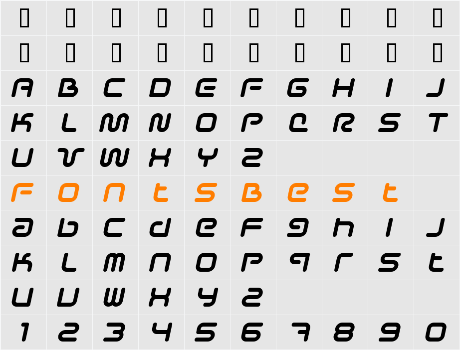 Sci Fied Character Map