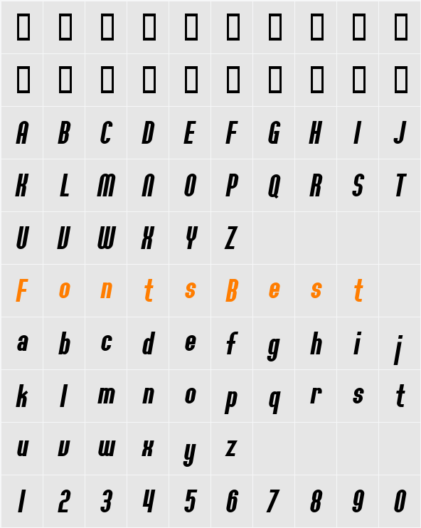 SF Willamette Character Map