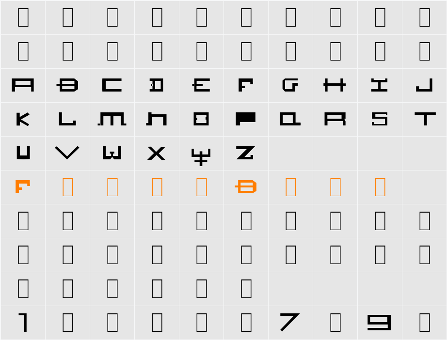 HOZENOZZLE Character Map