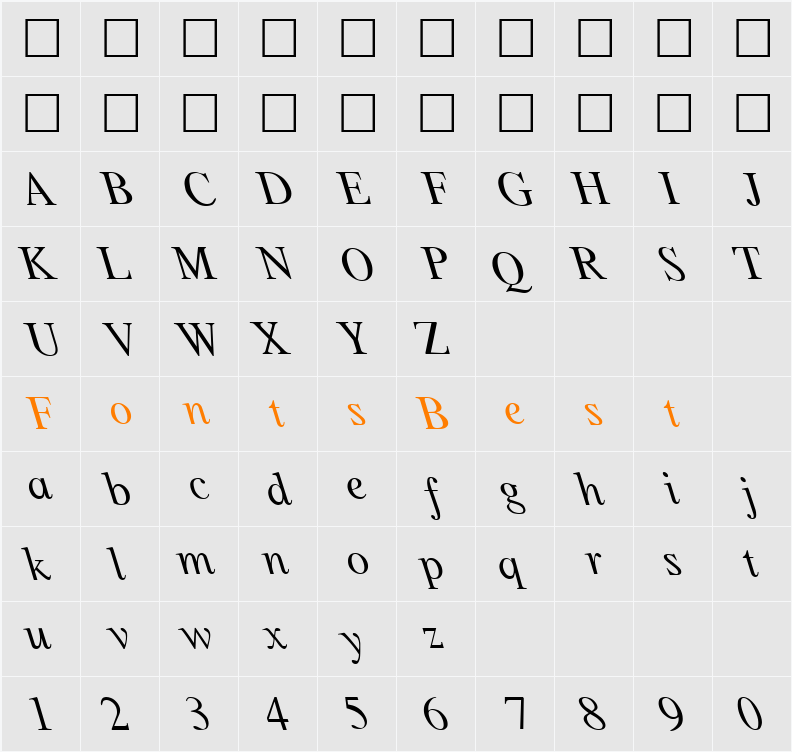 Times Character Map