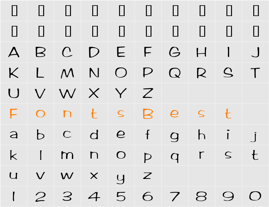 RifrafScriptSSK Character Map