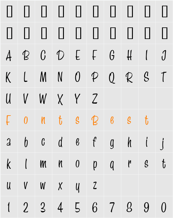 LHF Speedstyle Character Map