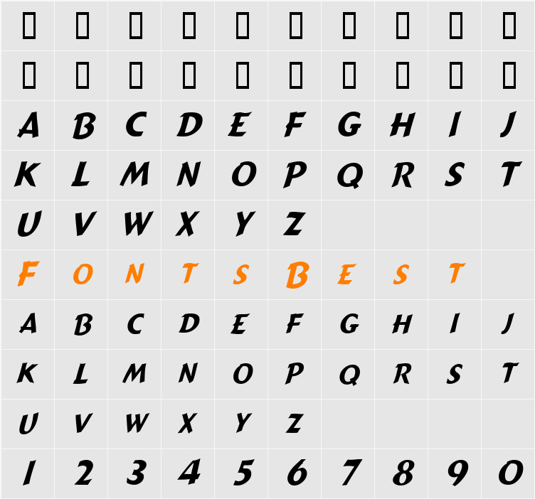 GremlinCaps Character Map