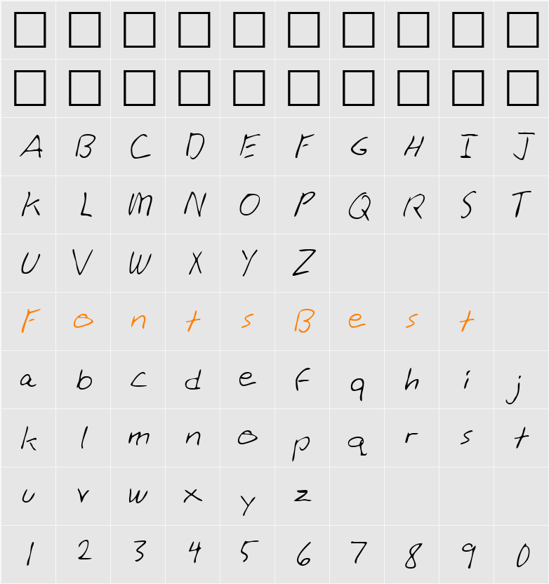LEHN007 Character Map