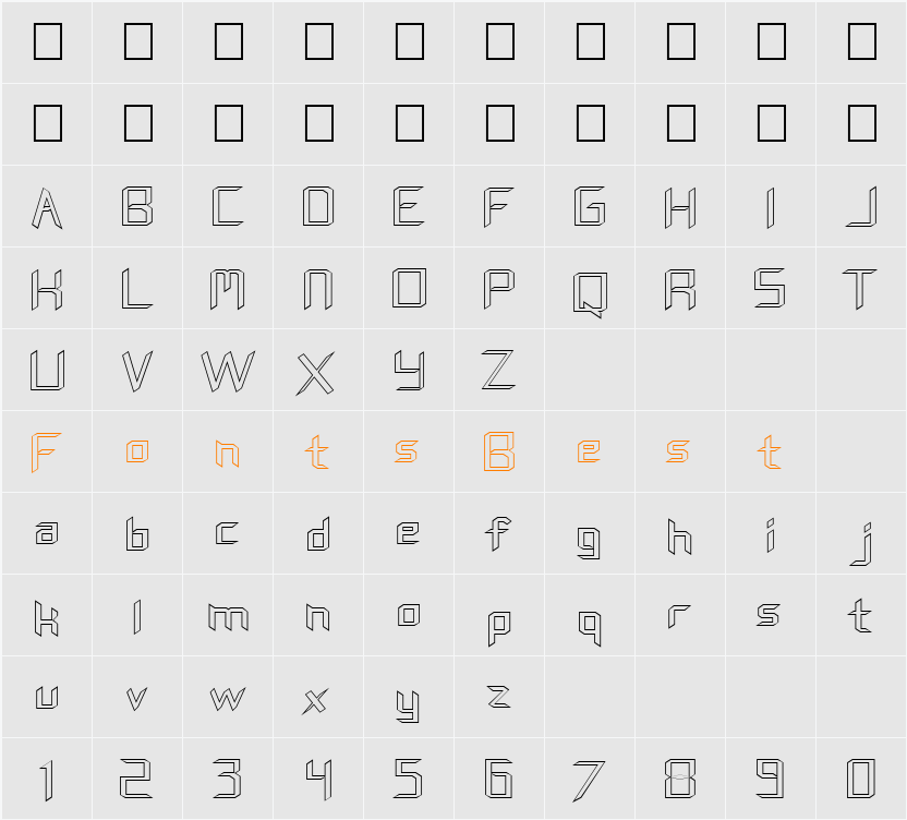 FZ DIGITAL 8 HOLLOW EX Character Map