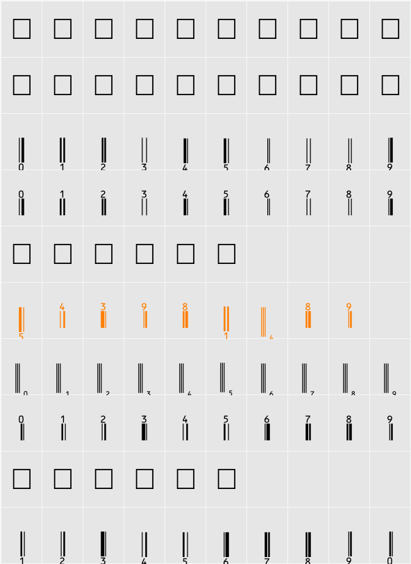 UpcEP36Tt Character Map