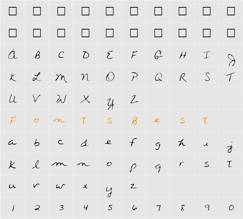 WendysHand Character Map