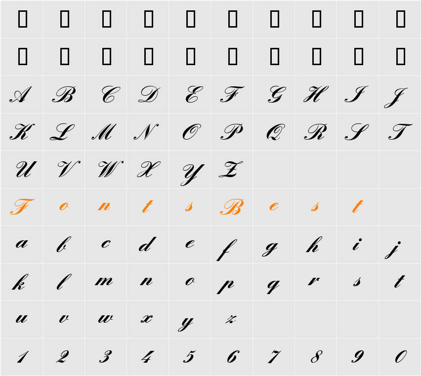 EnglischeSchreibschriftT Character Map