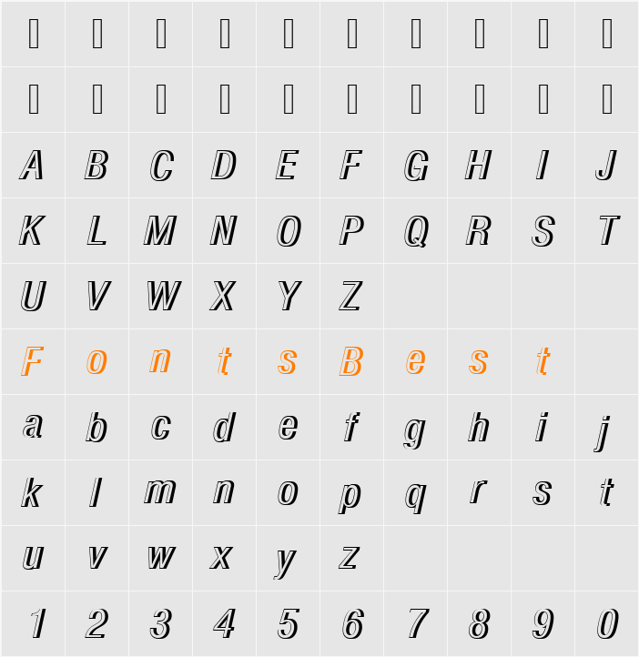 NimbusSanDRegConItaRe1 Character Map