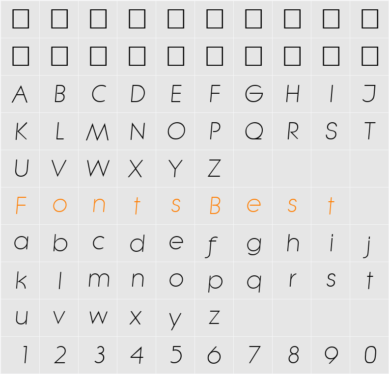 Litera-LightIta Character Map