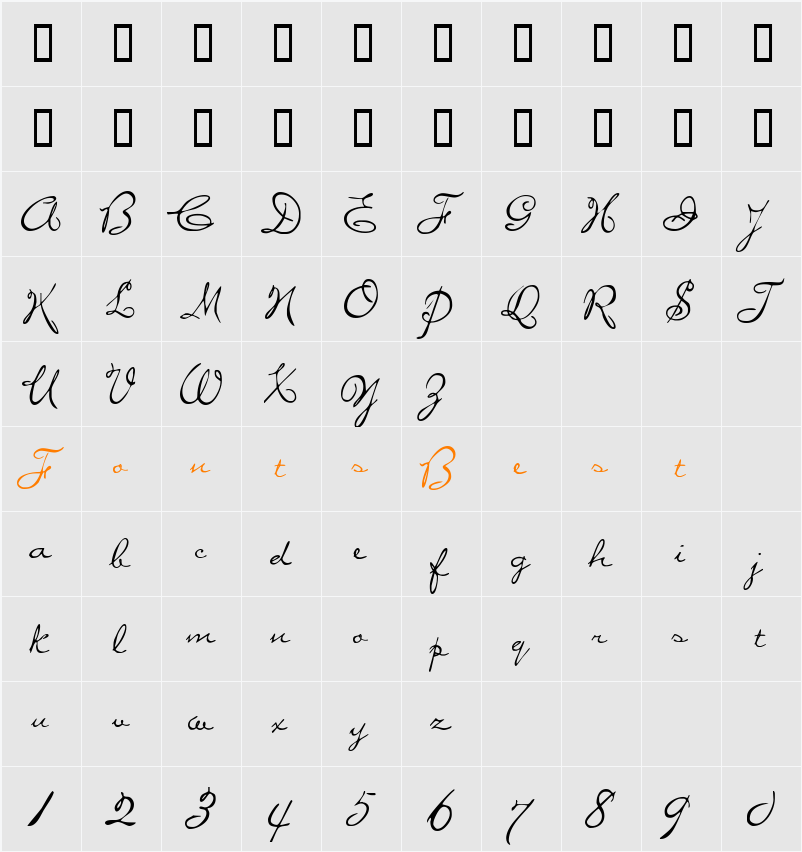Penstyle Character Map