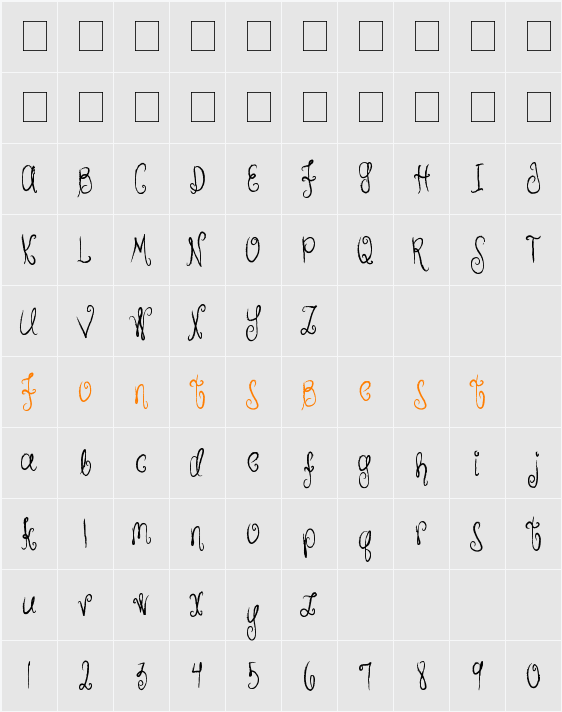 MTF Hunnie Character Map