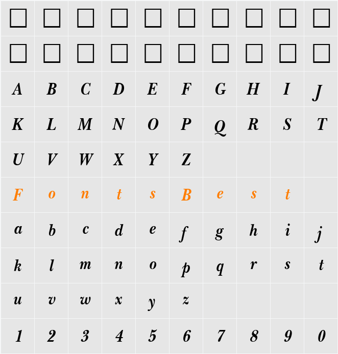 PSL Irene Character Map