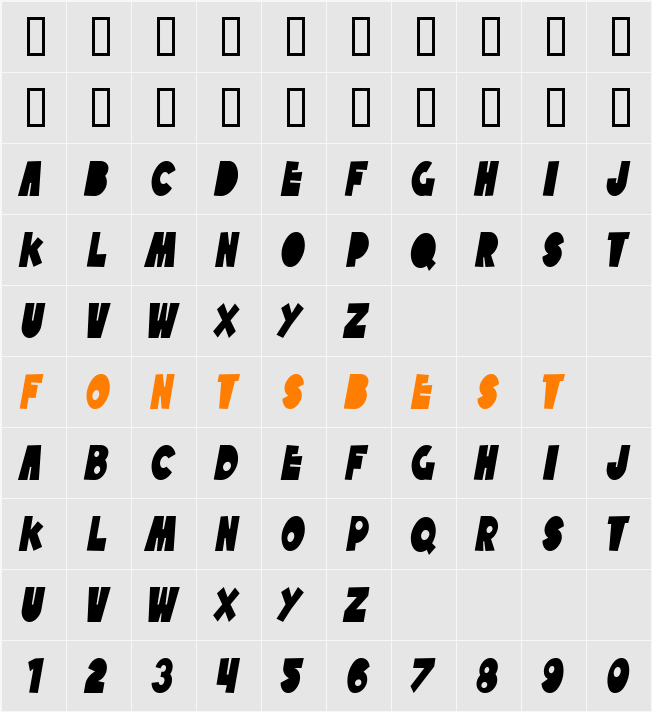 SF Tattle Tales Condensed Character Map
