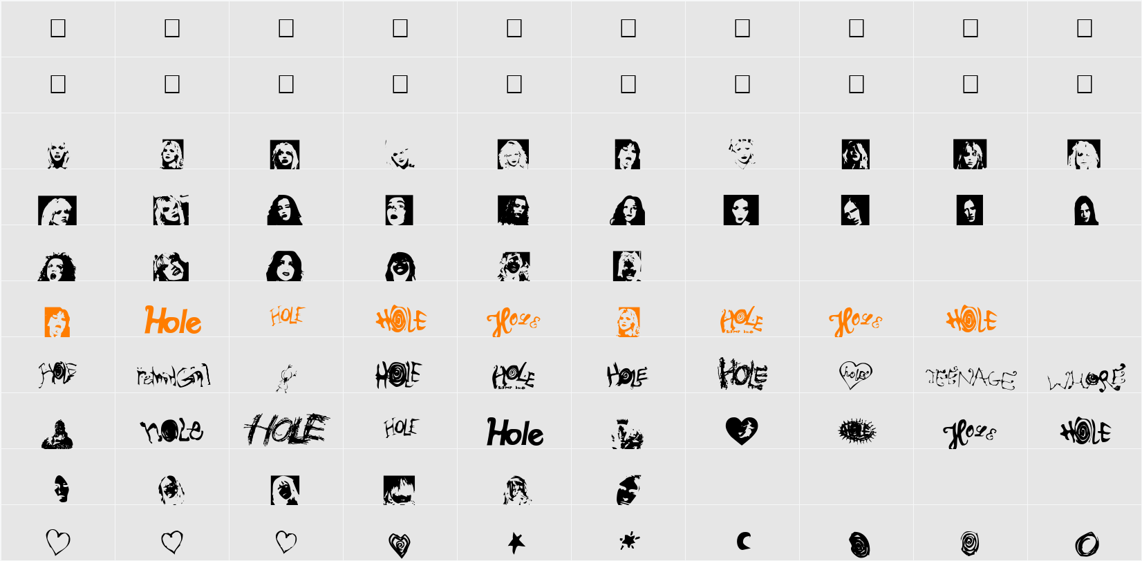 HoleWebMaster Character Map