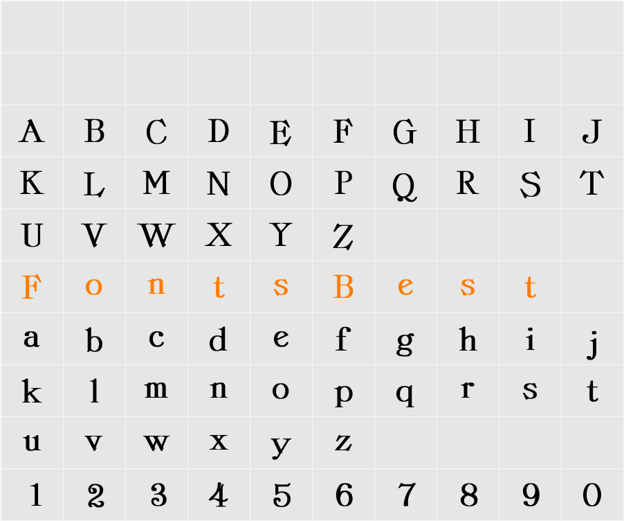 ProvLite Bold Character Map