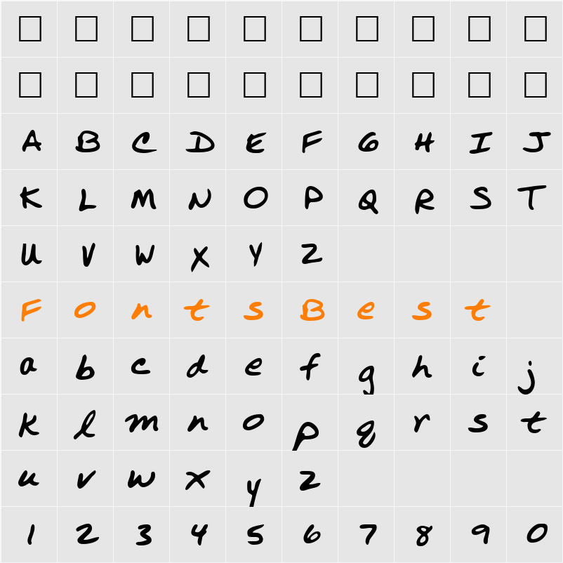 RustysHand Character Map