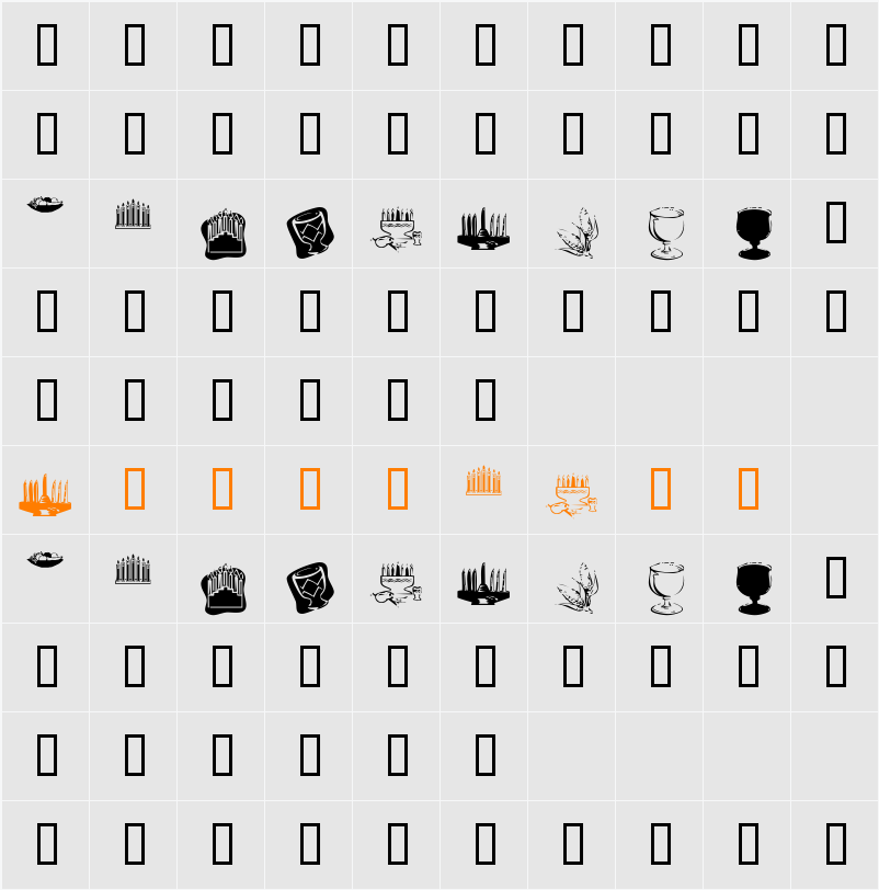 KR Happy Kwanza Character Map