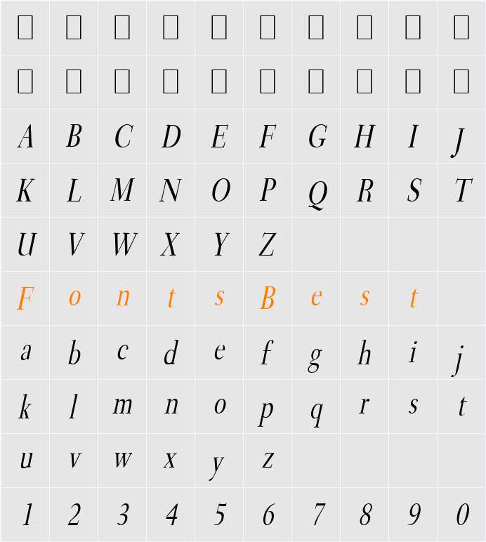 Transit-Condensed Character Map