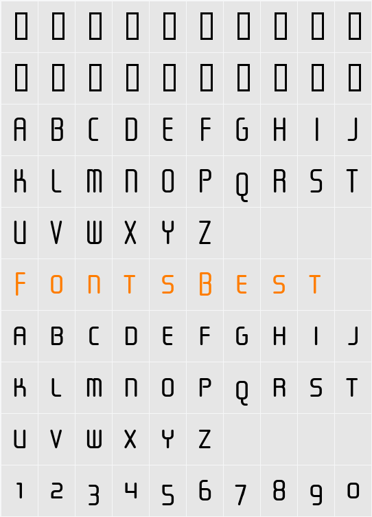 Sugarskin BTN Small Cap Character Map