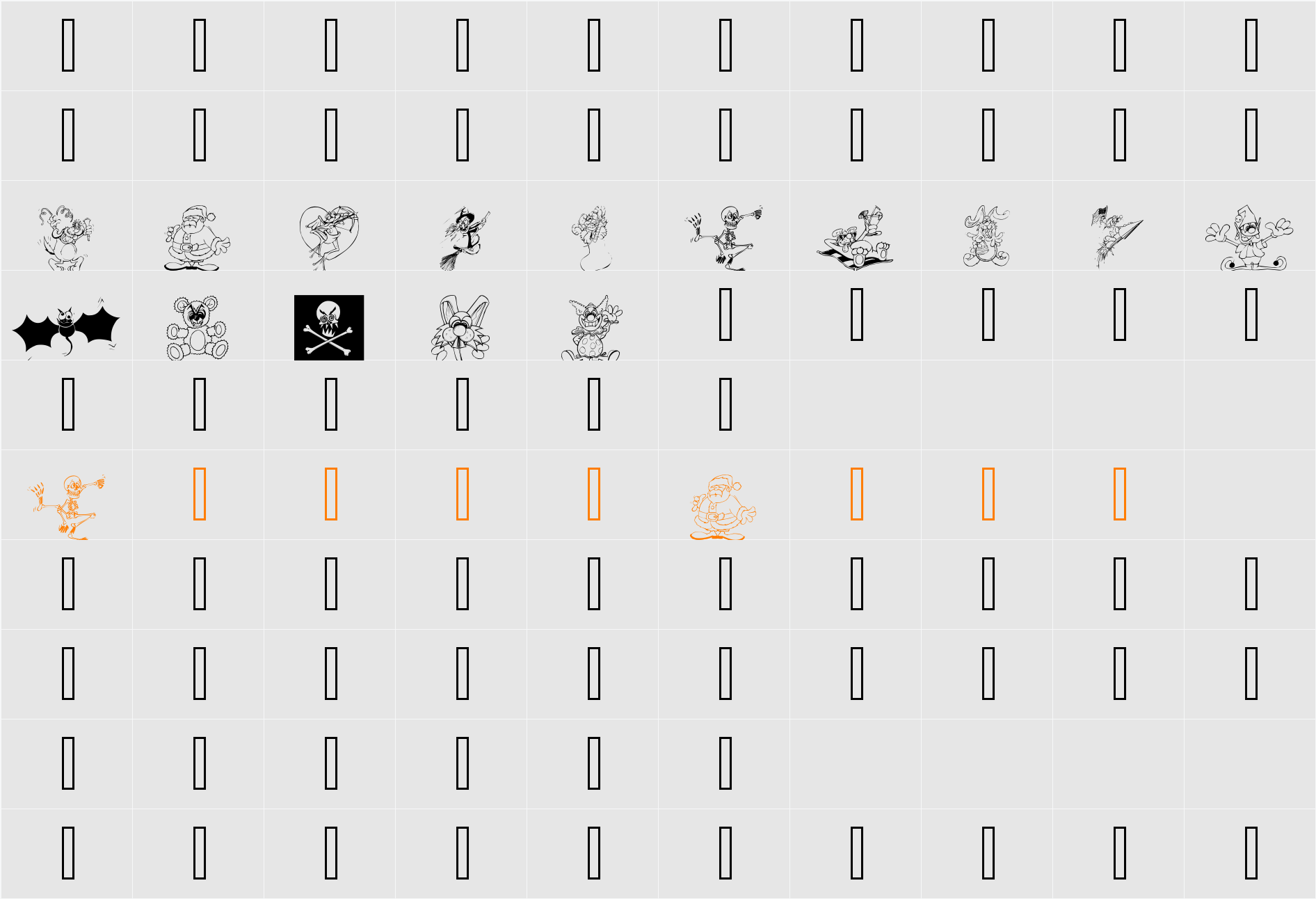 LM Holiday Toons Character Map
